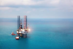 Offshore oil rig platform in the gulf
